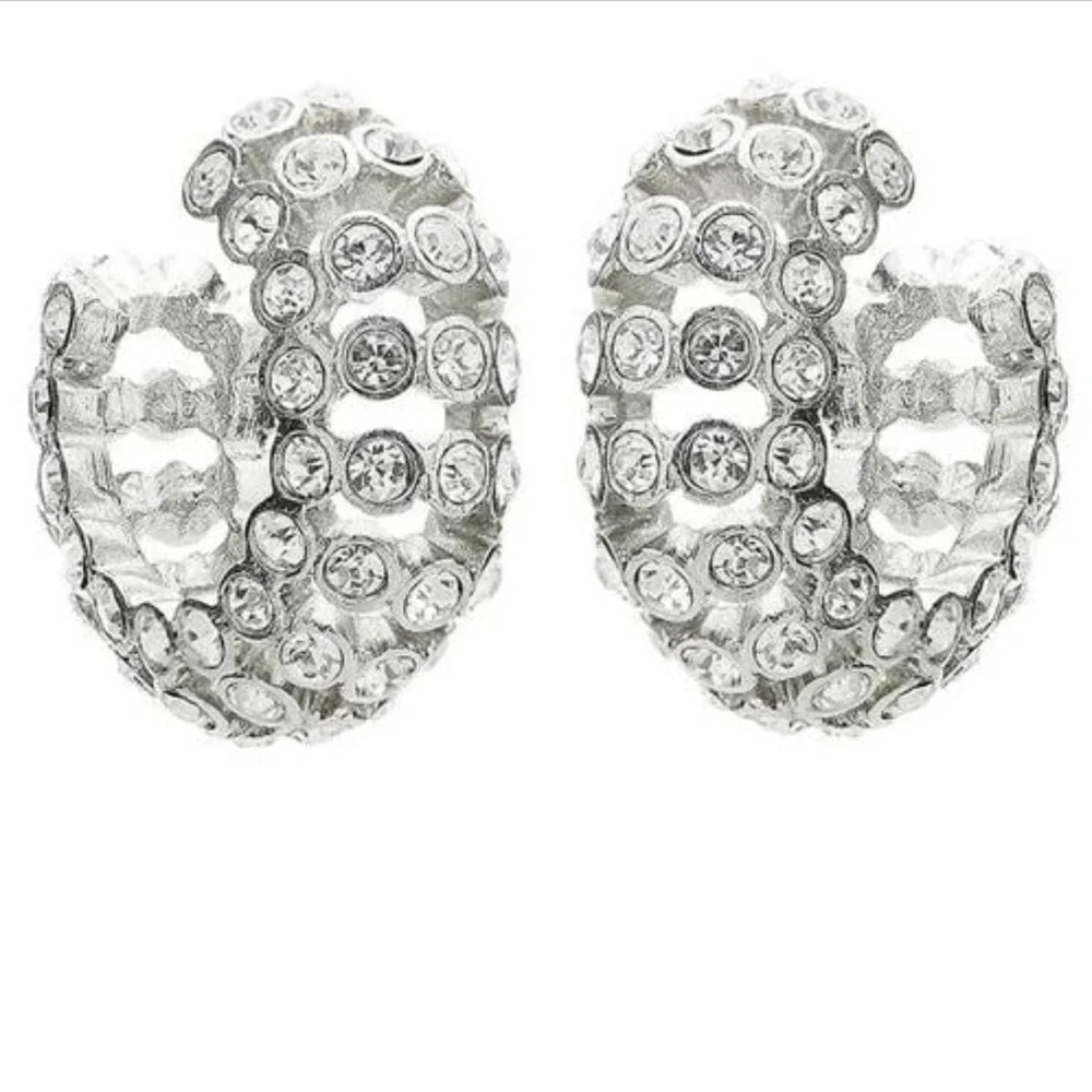 Oscar De La Renta caterpillar hoop earrings in crytsal